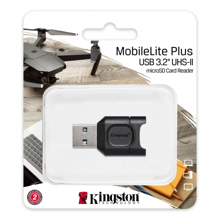 Imagine Cititor de carduri USB 3.2 Gen 1 la micro SD UHS-II MobileLite Plus, Kingston MLPM